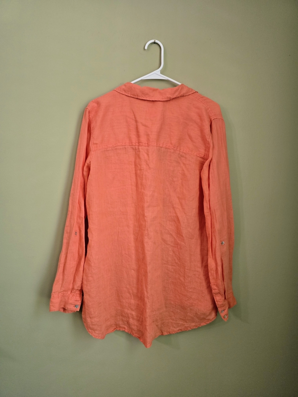 Sigrid Olsen Coral Button-Front Linen Shirt Women Size L - Picture 3 of 11